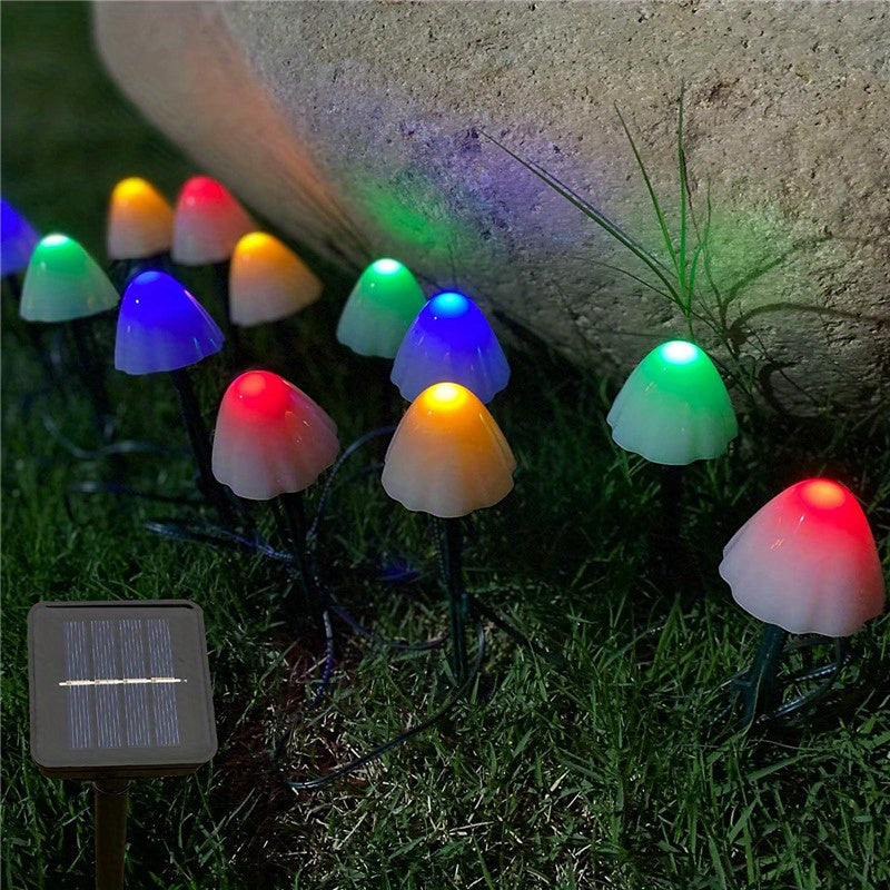 Solar Mushroom Lights 10ct Waterproof Patio Fairy Lights with Remote Control