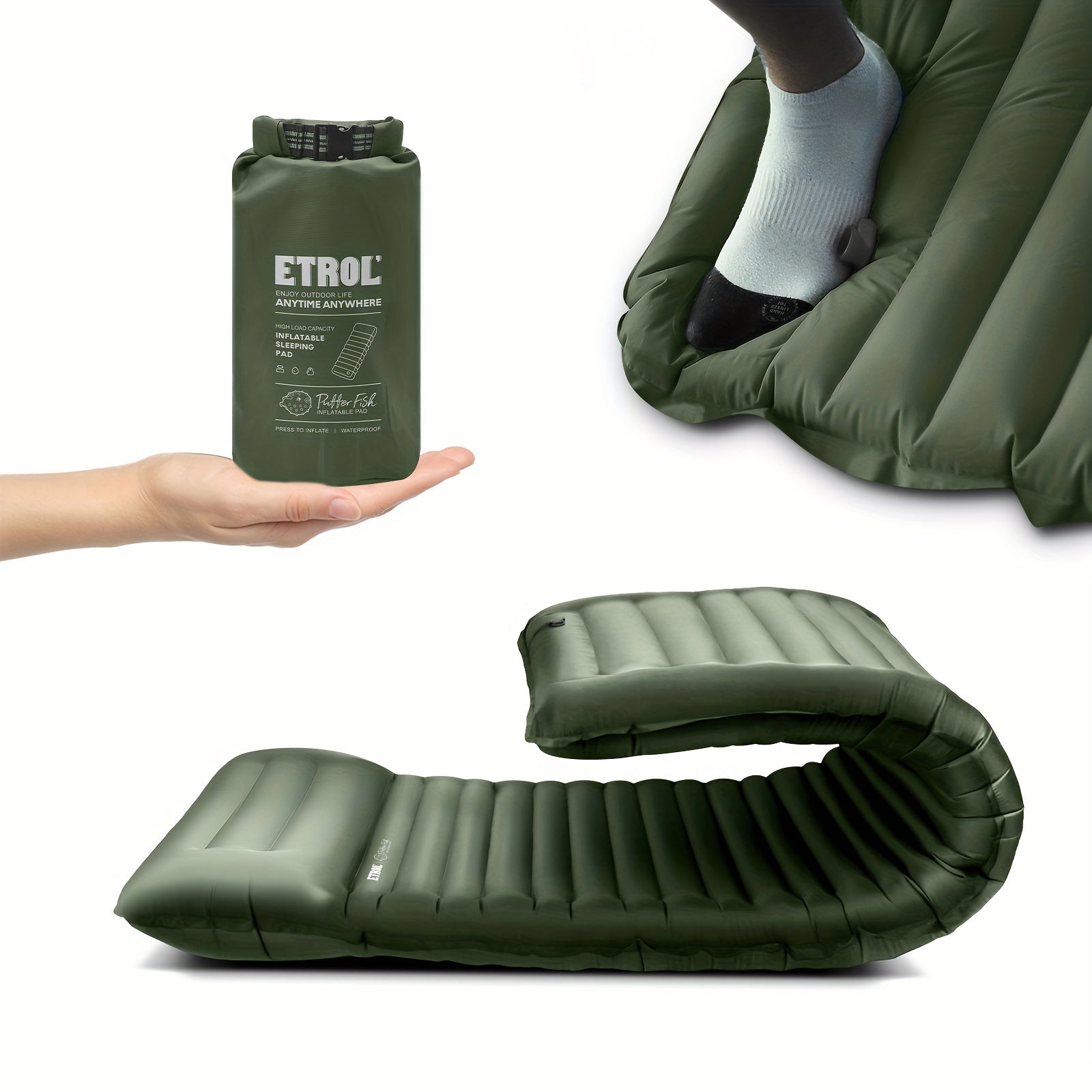 Inflatable Camping Sleeping Pad with Built-in Pillow Waterproof