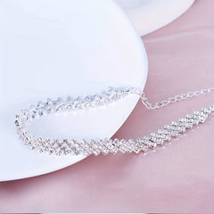 Rhinestone Beaded Tennis Chain Anklet Elastic Beach Ankle Bracelet