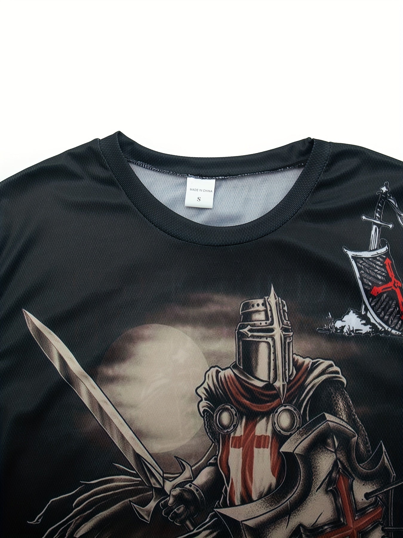 Vintage Knight Graphic T shirt 3D Print Crew Neck Tee for Men