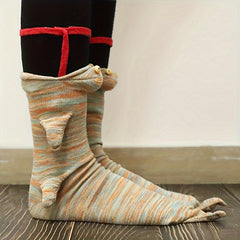 Christmas Crocodile Knit Cuff Socks Hand Knitted Winter War