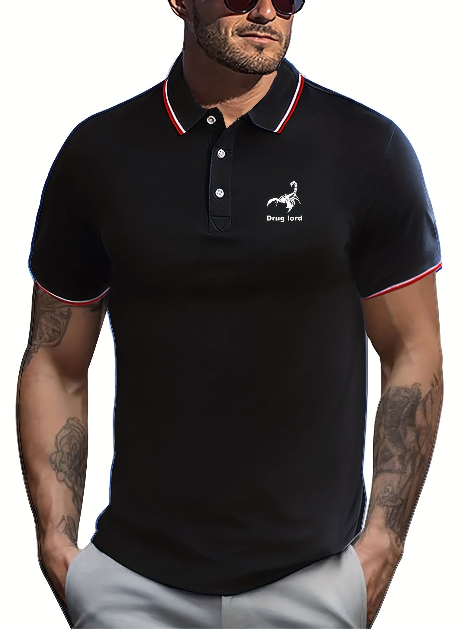 Scorpion Print Men's Casual Button Up Short Sleeve Lightweight Shirt