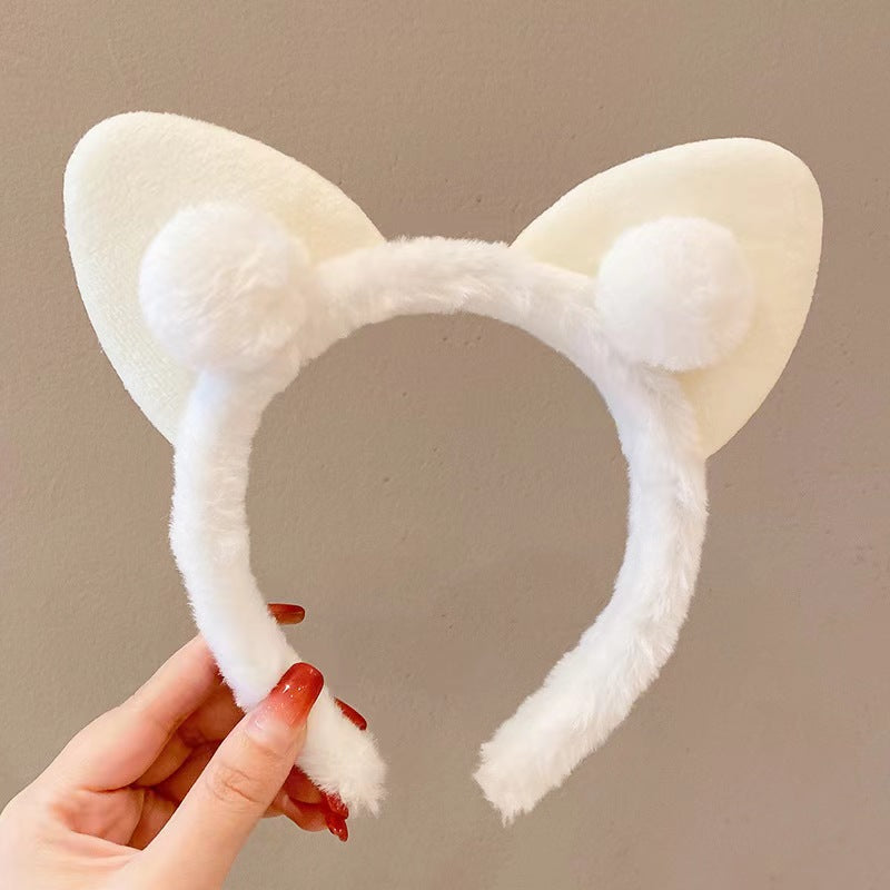 Pink Cat Ears Headband for Face Washing Makeup Shower