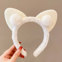 Pink Cat Ears Headband for Face Washing Makeup Shower