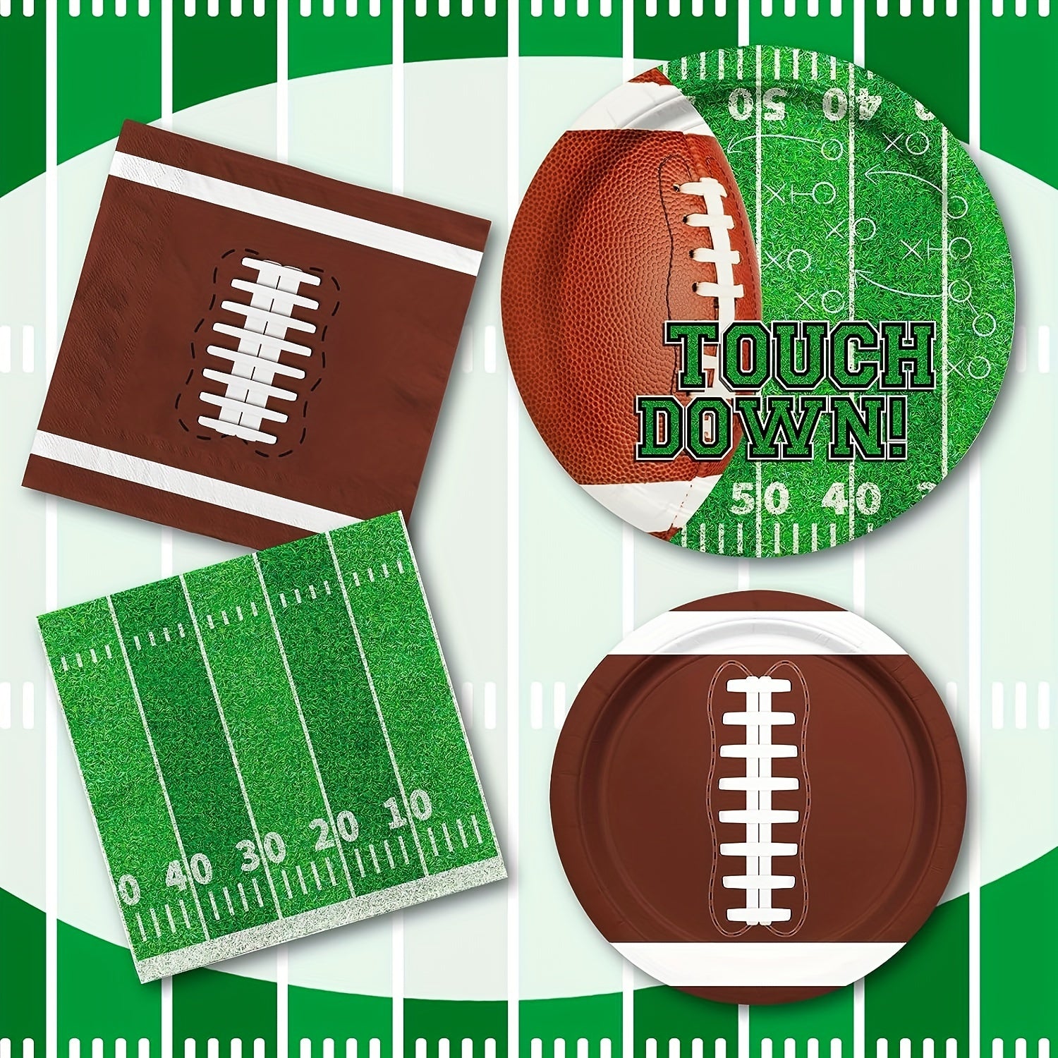 Football Party Supplies - Touchdown Plates & Napkins Set