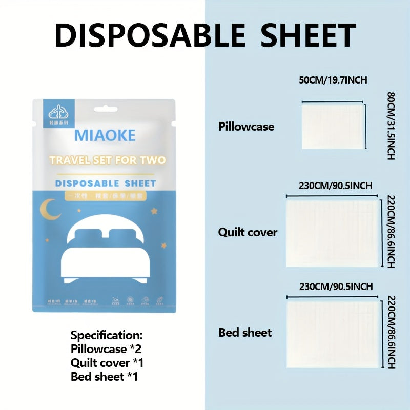 3pcs Disposable Bed Sheets Set Travel Portable Convenient Bedding Set