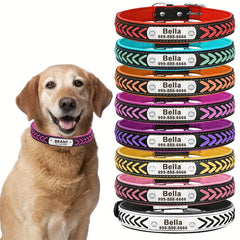 Personalized Braided Leather Dog Collar with Engraved Nameplate