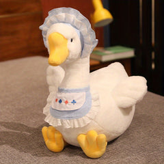Adorable Goose Plush Doll in Bonnet & Apron Soft Polyester Stuffed Animal