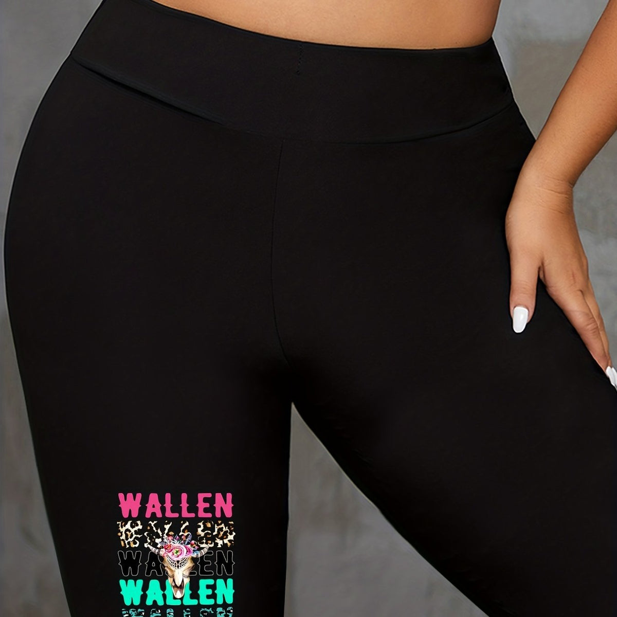  Leopard & Bull Print Wide Waistband Biker Shorts