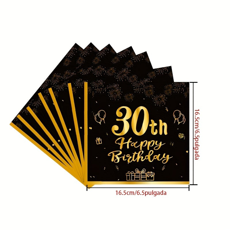 Golden 30 Year Old Birthday Theme Set - Party Supplies