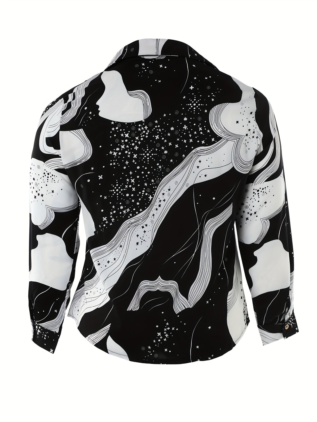  Colorblock Galaxy Print Long Sleeve Shirt