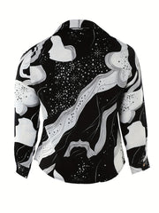  Colorblock Galaxy Print Long Sleeve Shirt