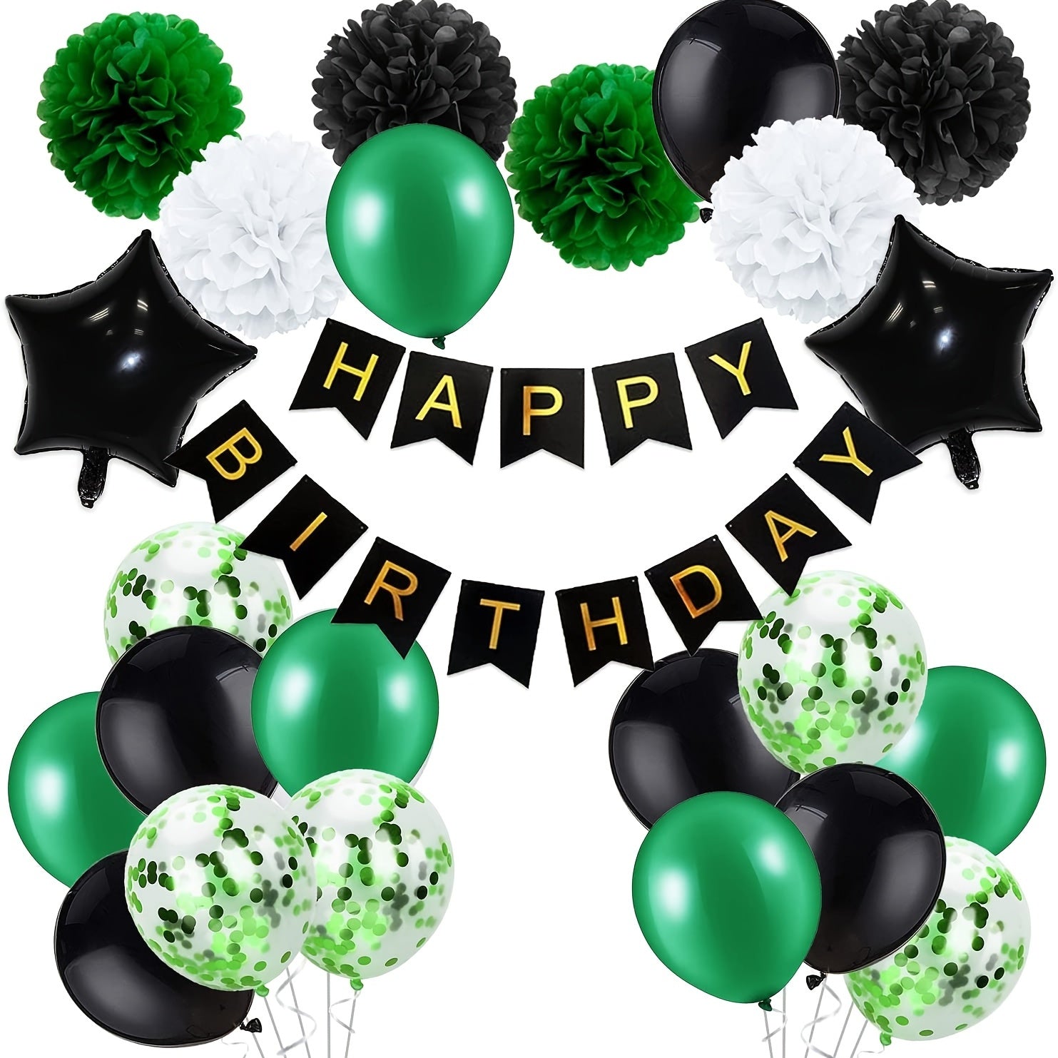 Birthday Banner Confetti & Balloons for Men Party Decoration Set