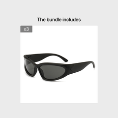 Punk Y2K Wrap Around Sunglasses - Cyber Silvery Glasses - UV400 Protection