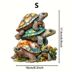 Wooden Turtle Stacking Puzzles with Artistic Animal Designs