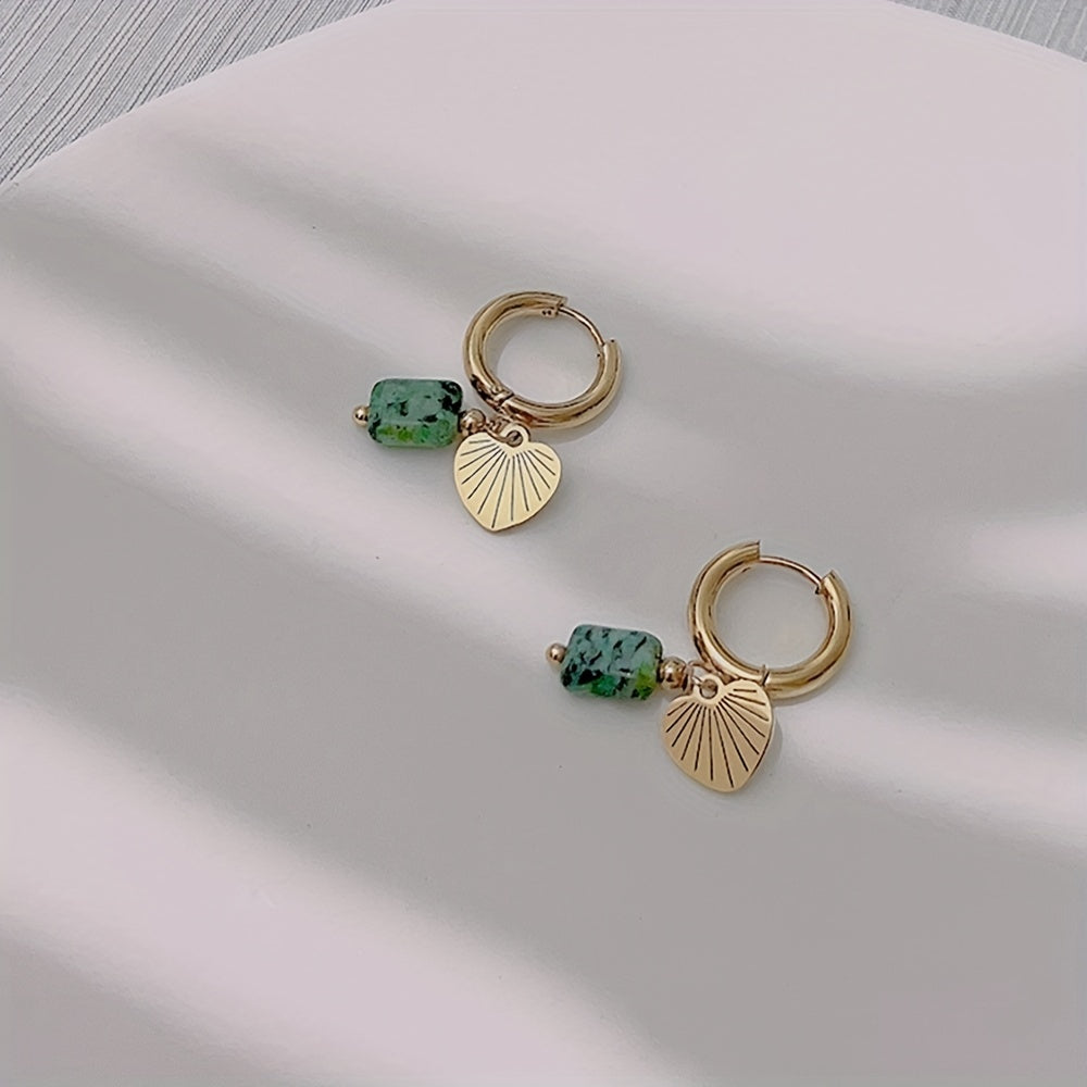 Irregular Stone Pendant Earrings Stainless Steel 18K Plated