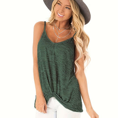 Sexy V Neck Twist Front Cami Top Sleeveless Summer Style