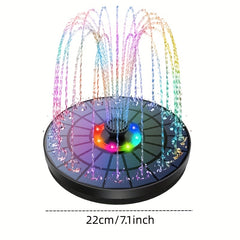 Solar Fountain Pump For Bird Bath 3W 6 Nozzles LED Light