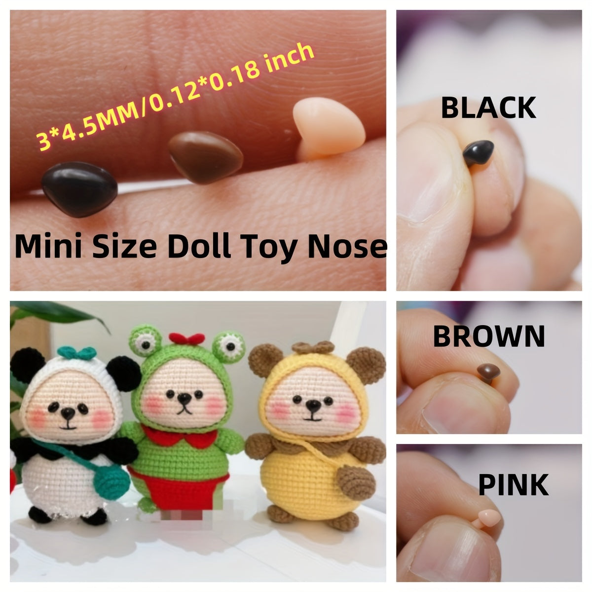 Mini Doll Toy Nose Set Pink Brown Plastic Triangle Nose Accessories