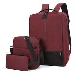 3pcs Men's Backpack Crossbody Bag Set With USB Charging Port
