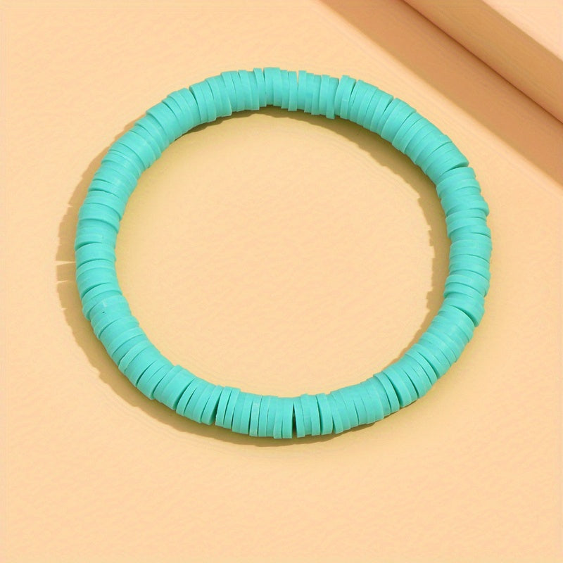 Colorful Polymer Beaded Stretch Bracelet Boho Beach Jewelry