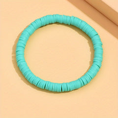 Colorful Polymer Beaded Stretch Bracelet Boho Beach Jewelry