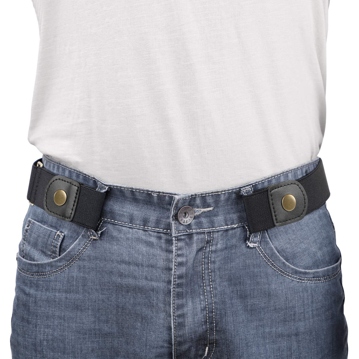 Men's Buckleless Belt Stretch Jeans No Buckle