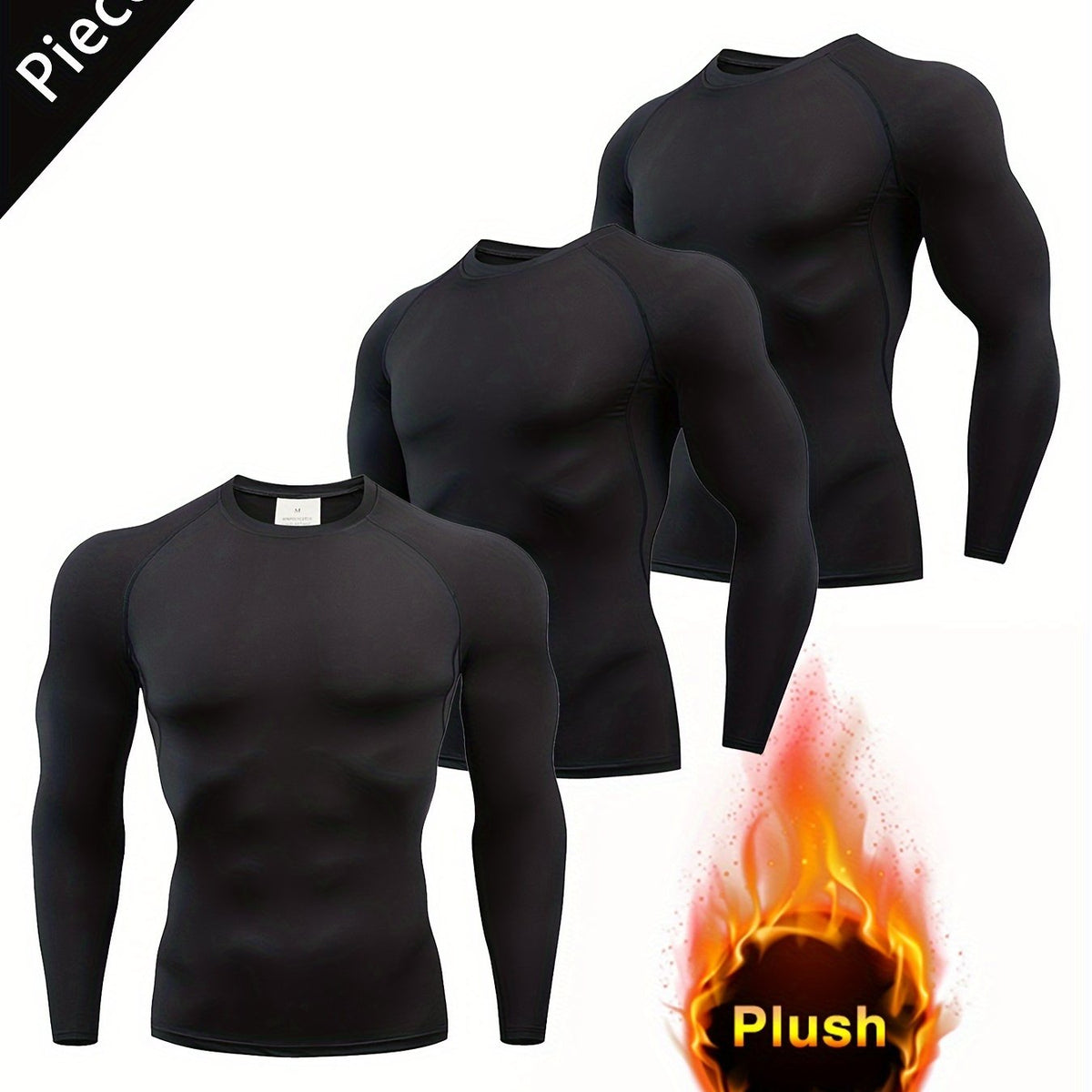 Men's Plush Insulation Undershirt for Winter Sports Training