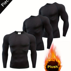 Men's Plush Insulation Undershirt for Winter Sports Training