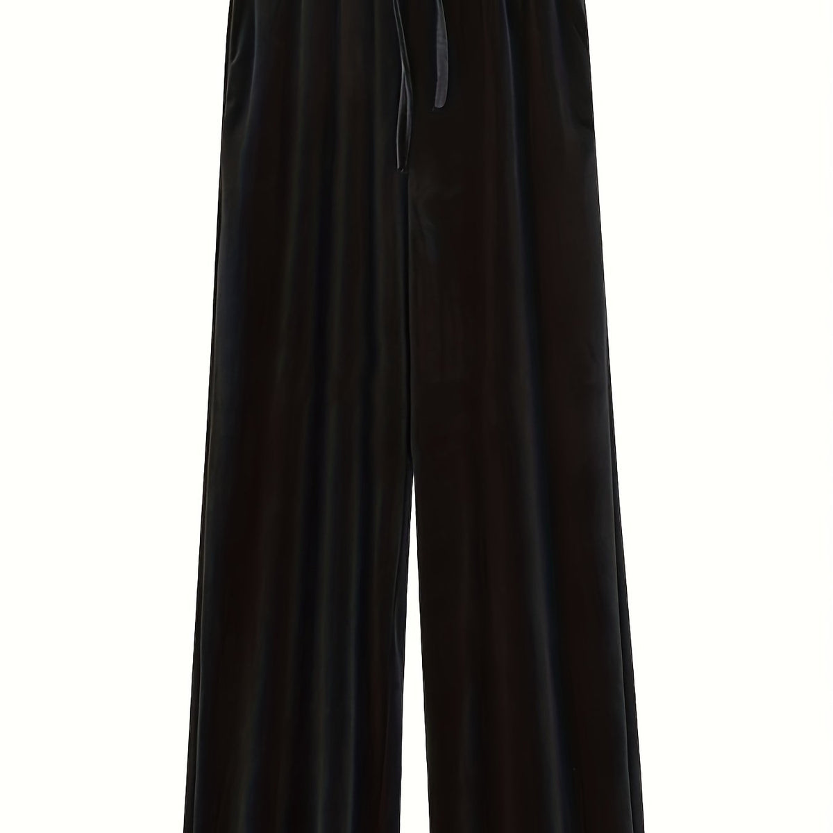 Solid Velvet High Rise Wide Leg Trousers