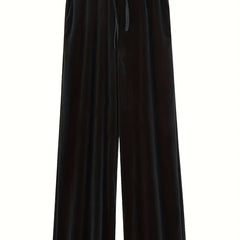  Solid Velvet High Rise Wide Leg Trousers