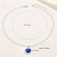 Heart Birthstones Pendant Necklace Zircon Sparkly Neck Chain