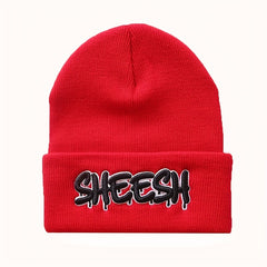SHEESH Embroidery Cold Hat Warm Knitted Wool Hat For Men And Women
