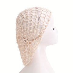 Khaki Mesh Hair Net Rayon Knit Snood Women Crochet Sleep Cap