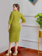  Hollow Out Half Sleeve Midi Dress