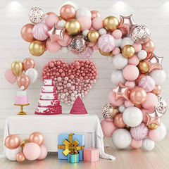 82pcs Pink & Golden Confetti Balloon Garland for Girl's Baby Shower Birthday