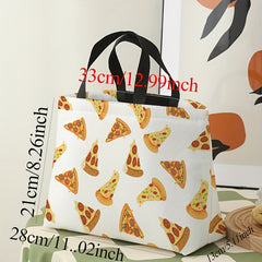 Portable Pizza Printed Lunch Bag Waterproof Insulated Bento Bag
