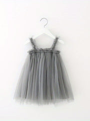 Toddler Girls Sequin Stars Moon Frill Trim Shirred Rainbow Princess Cami Dress