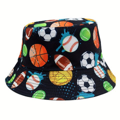 Football Print Fisherman Hat Outdoor Sun Visor