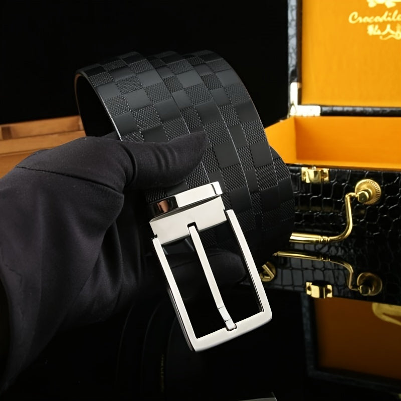 Men's Leather Belt - 3cm Width - Adjustable Length - Stainless Steel Buckle