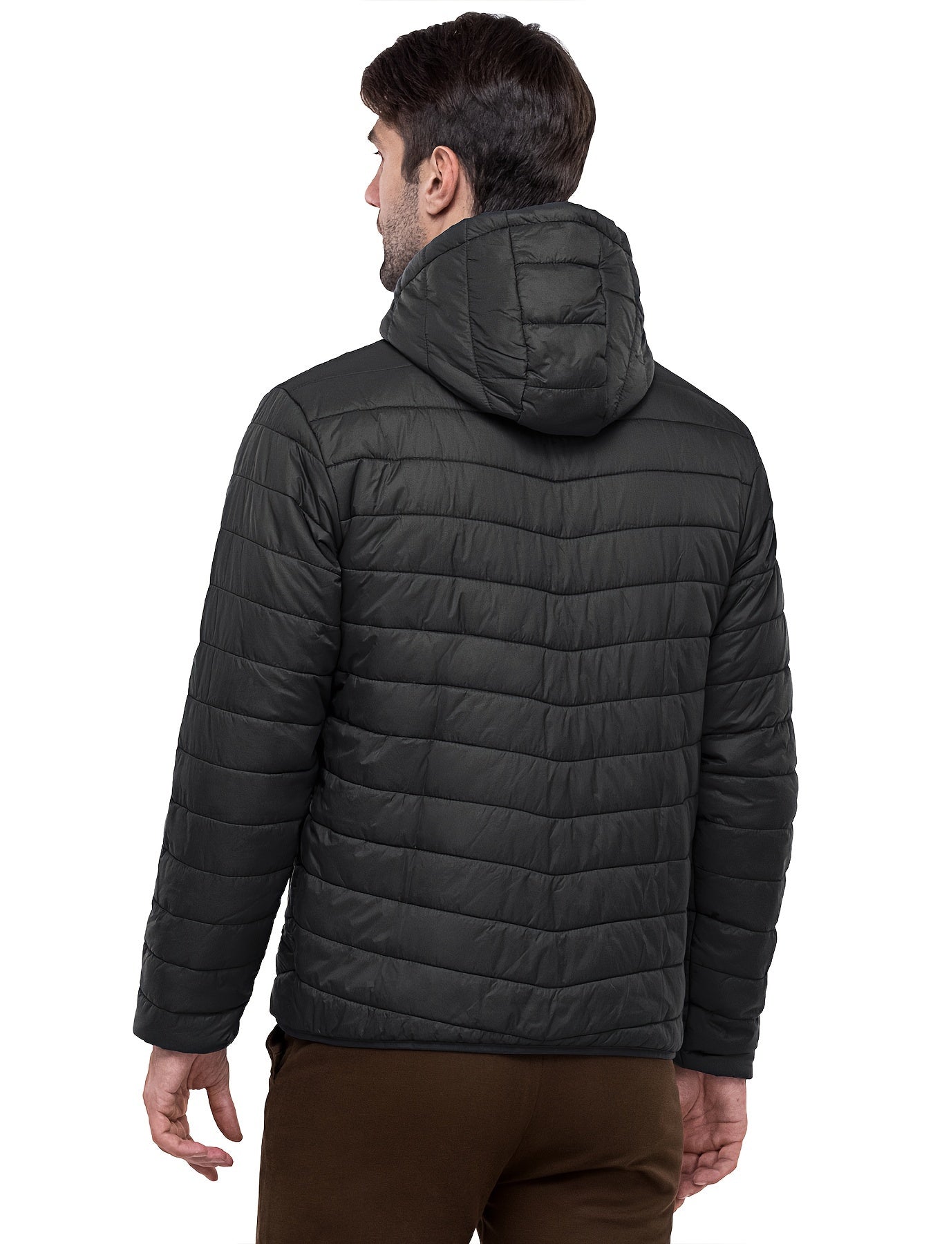 Men's Stand Collar Packable Hooded Winter Jacket Water Resistant Puffy Coat