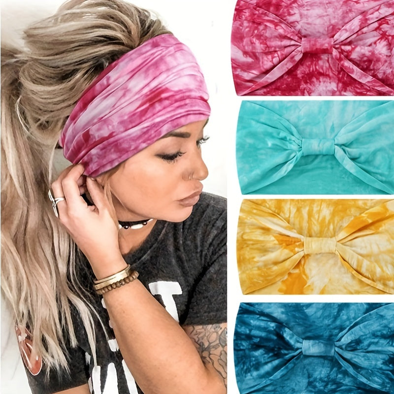 Tie Dye Headband Elastic Sweatband Turban Hair Accessories