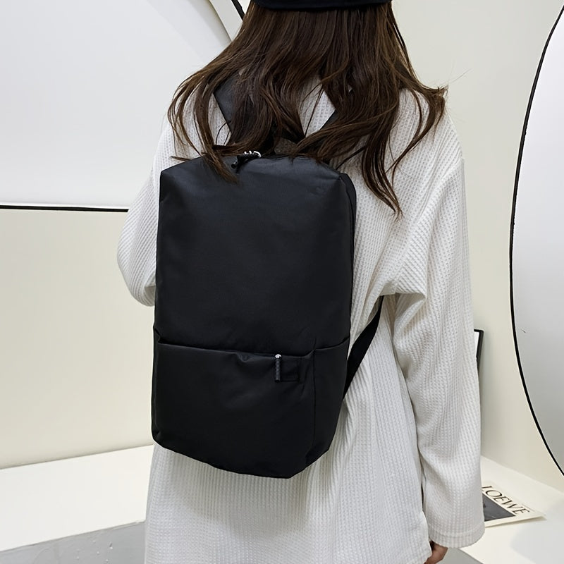 Lightweight Canvas Backpack Solid Daypack Casual Zipper Travel Bag