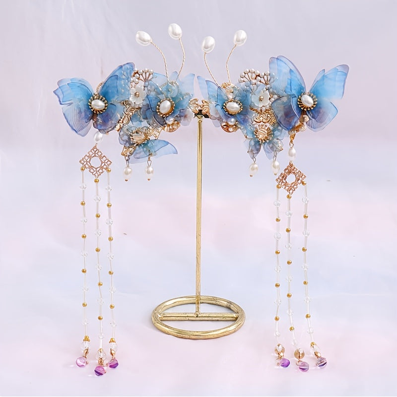 Hanfu Hairclip Faux Pearl Flower Barrette Vintage Chinese Style Hair Accessory