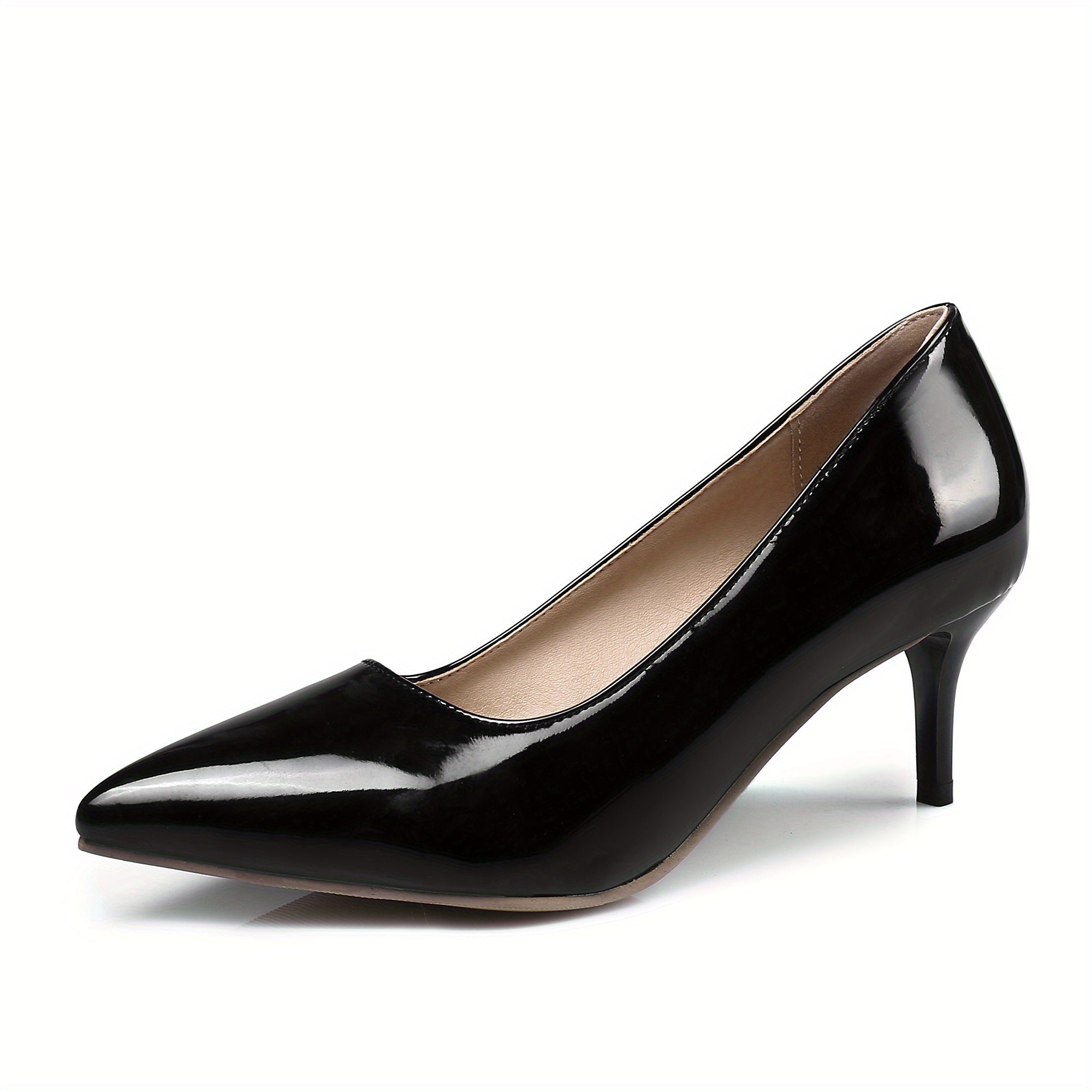 Women's Stiletto Heel Court Pumps Solid Pointed Toe Slip On High Heels