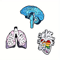 3pcs Mental Health Enamel Pins Brain Brooches Lapel Badges Jewelry