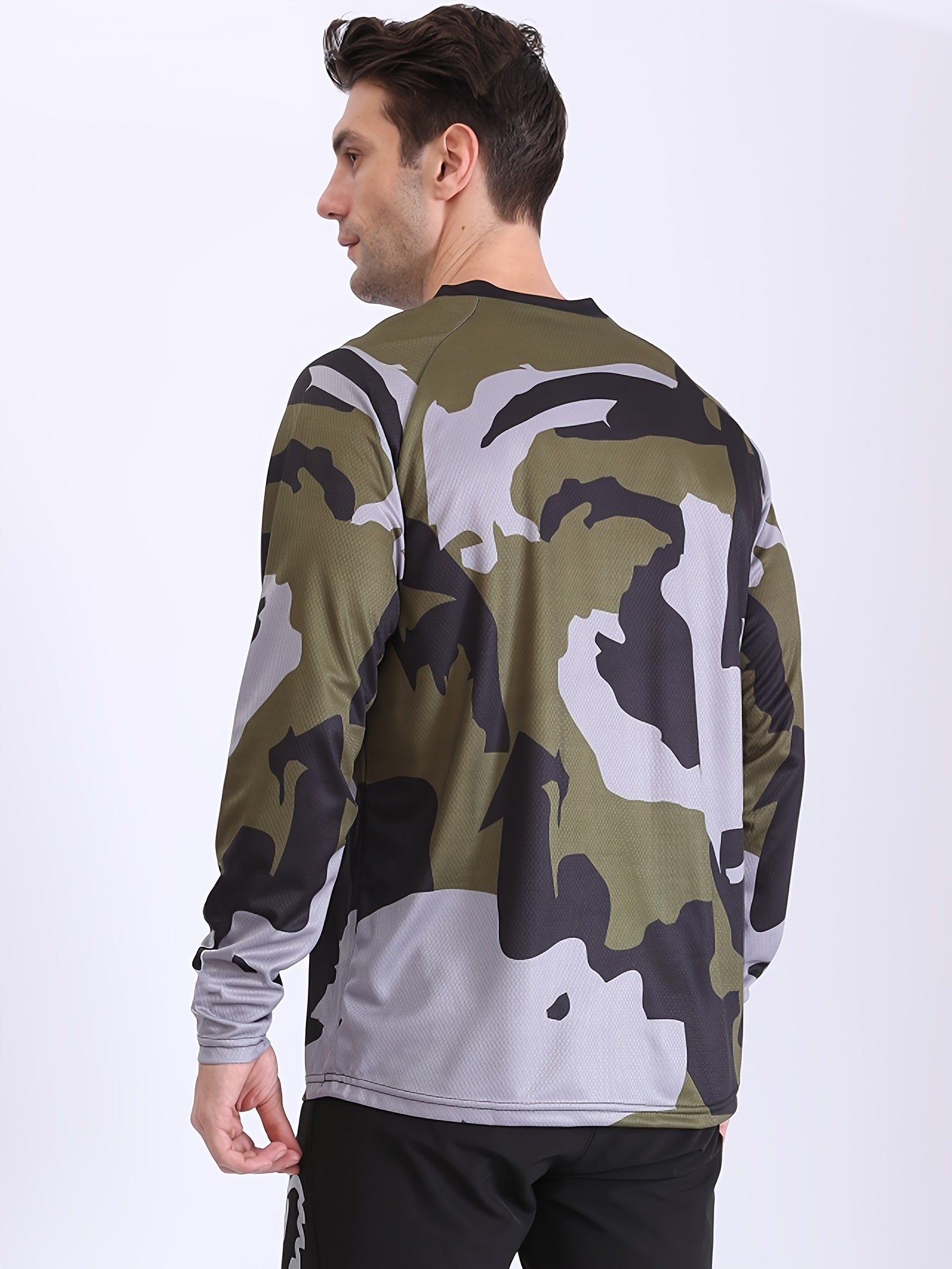 Men's Camo Long Sleeve Motorcycle T-shirt Quick Drying Breathable Top