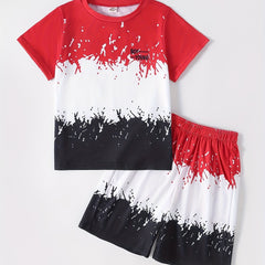 Boys Tie Dye Graphic T Shirt & Shorts Set Kids Summer Clothes