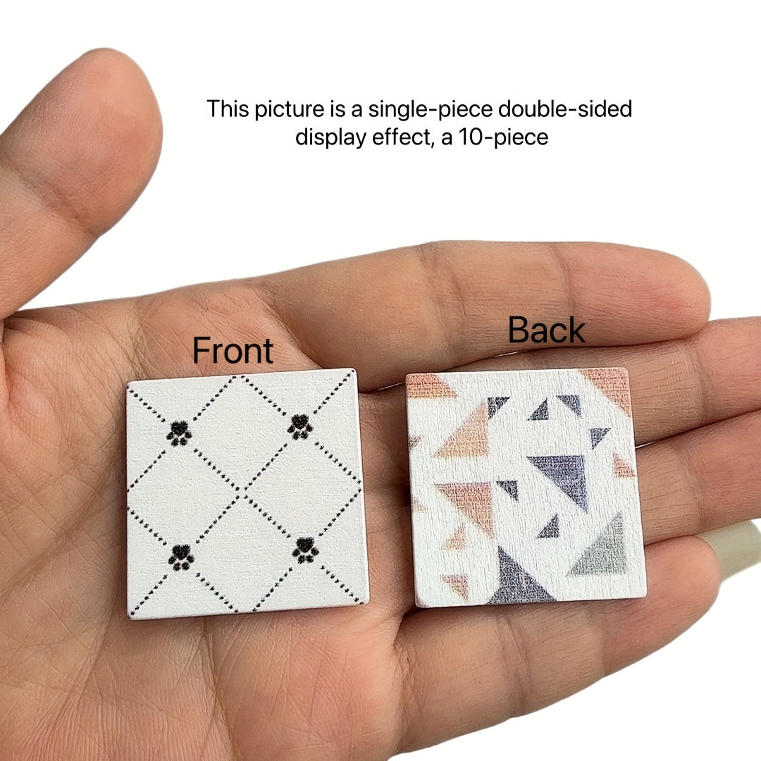 10pcs 1:12 Dollhouse Floor Tiles Geometric Patterns & Colorful Designs