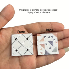 10pcs 1:12 Dollhouse Floor Tiles Geometric Patterns & Colorful Designs